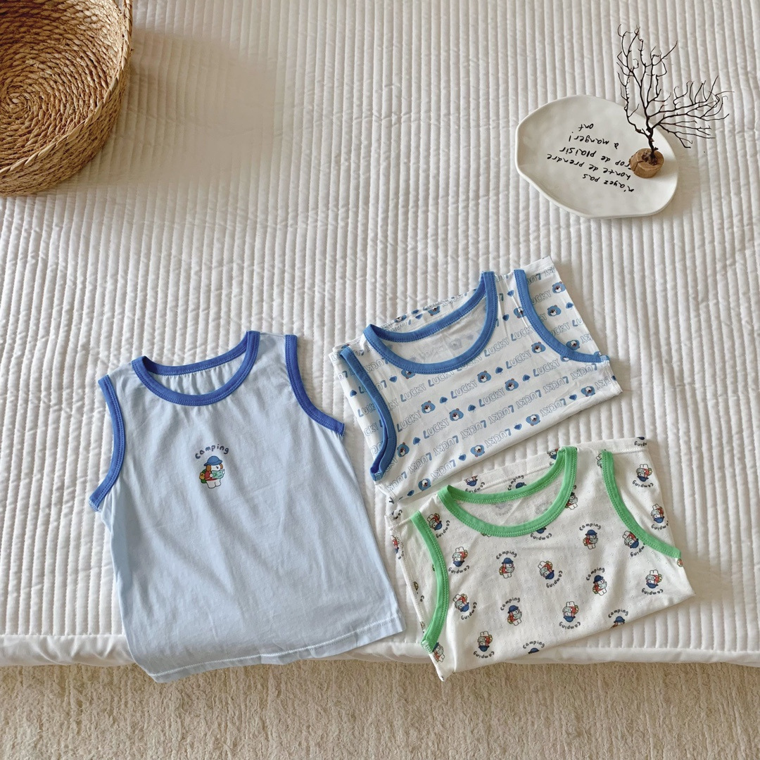 儿童背心雅赛尔背心2件袋装90-170男童无袖Ｔ恤女童上衣单件休闲