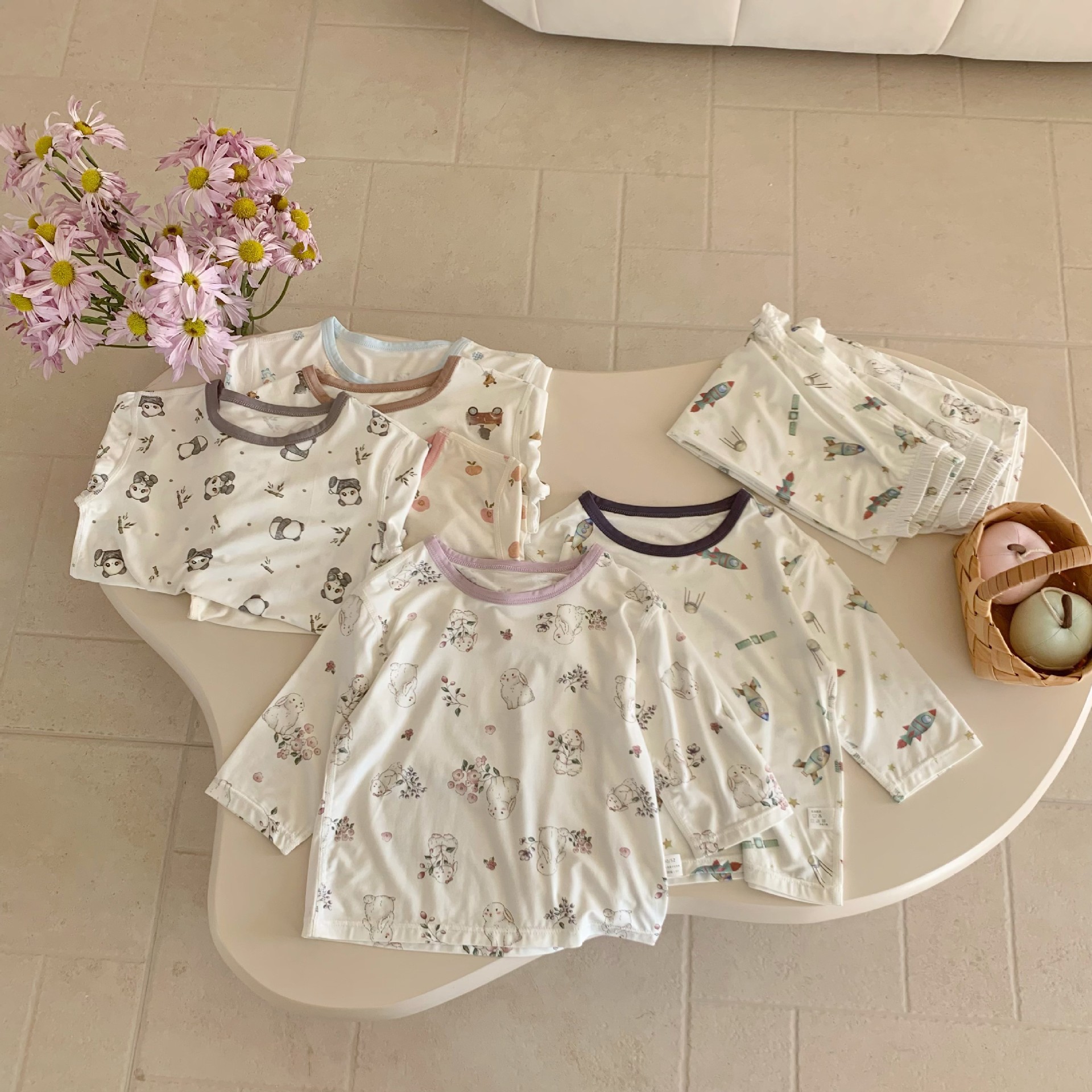 儿童家居服夏女童睡衣优可丝家居服兒童套装男空调服儿童冰丝睡衣