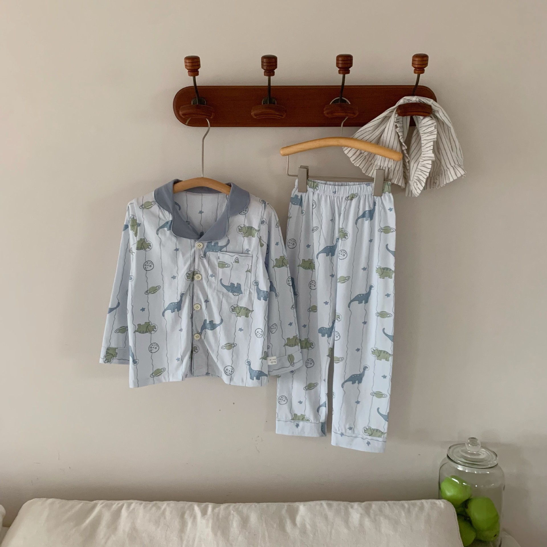 儿童睡衣春夏薄款儿童纯棉a类睡衣对门开衫男宝女宝家居服套装