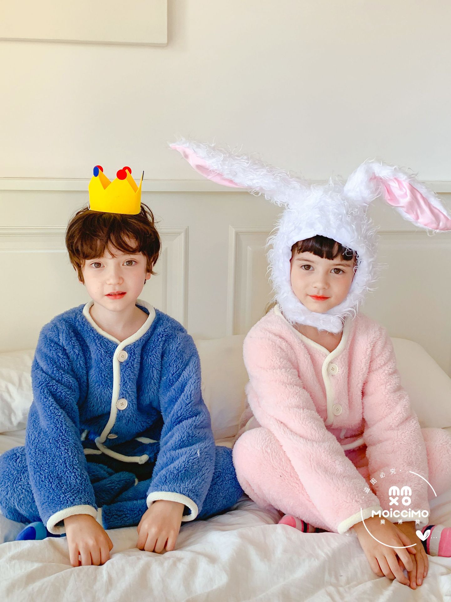 儿童法兰绒开衫套装秋冬款加厚保暖2024男女童睡衣二件套毛绒绒