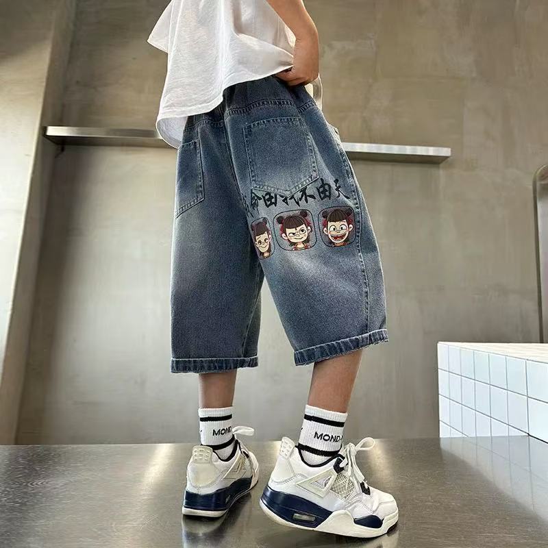 男童牛仔短裤夏季哪吒新款儿童裤子男孩中裤五分裤帅气休闲