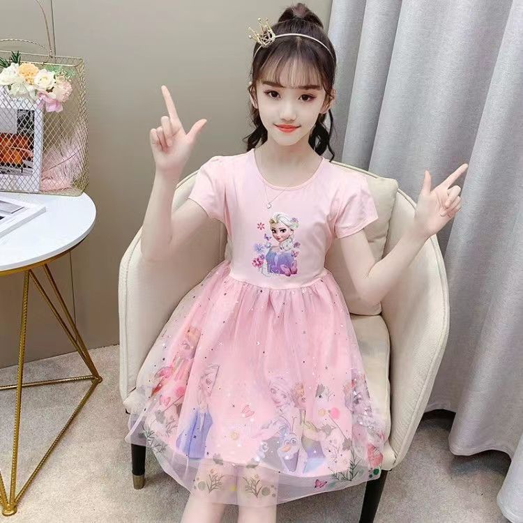 女童连衣裙2024夏季新款童装网红公主裙儿童小女孩蓬蓬纱裙子