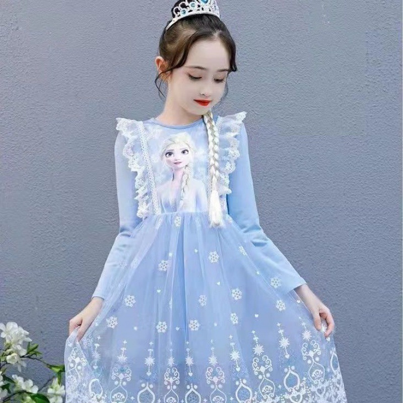 艾莎公主裙爱莎裙子冰雪奇缘生日礼物辛苦洛丽塔中小童连衣裙洋气