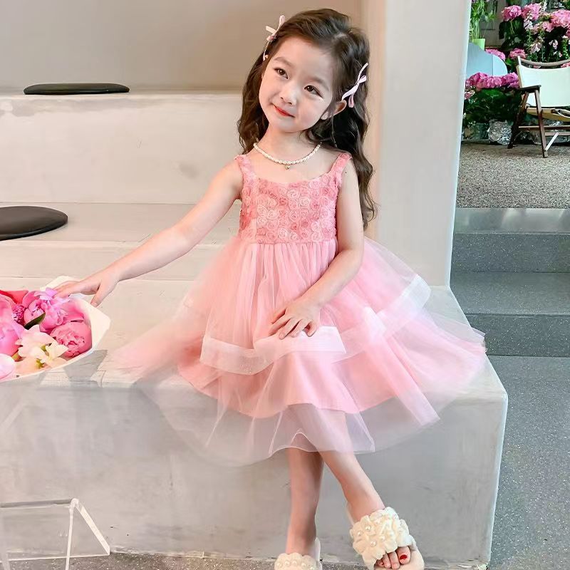 夏装时尚软纱宝宝裙子仙女蓬蓬裙连衣裙潮儿童夏季蕾丝连衣裙女童