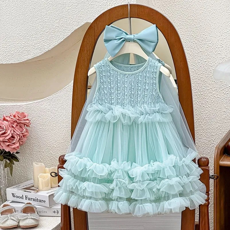 女童夏季连衣裙2025洋气宝宝公主网纱裙子新款蓬蓬蛋糕礼服