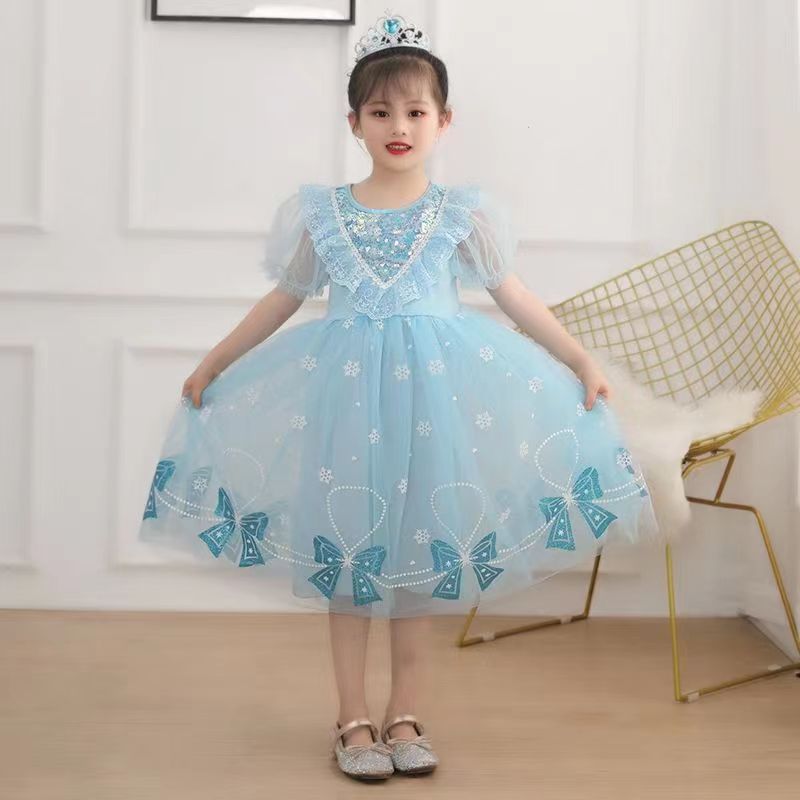 女童夏装连衣裙艾莎公主新款儿童洋气宽松童装女孩夏季中长款时尚