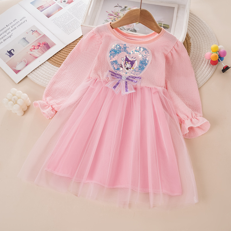 女童春秋连衣裙小童库洛米公主裙儿童小女孩洋气纱裙女宝宝裙子