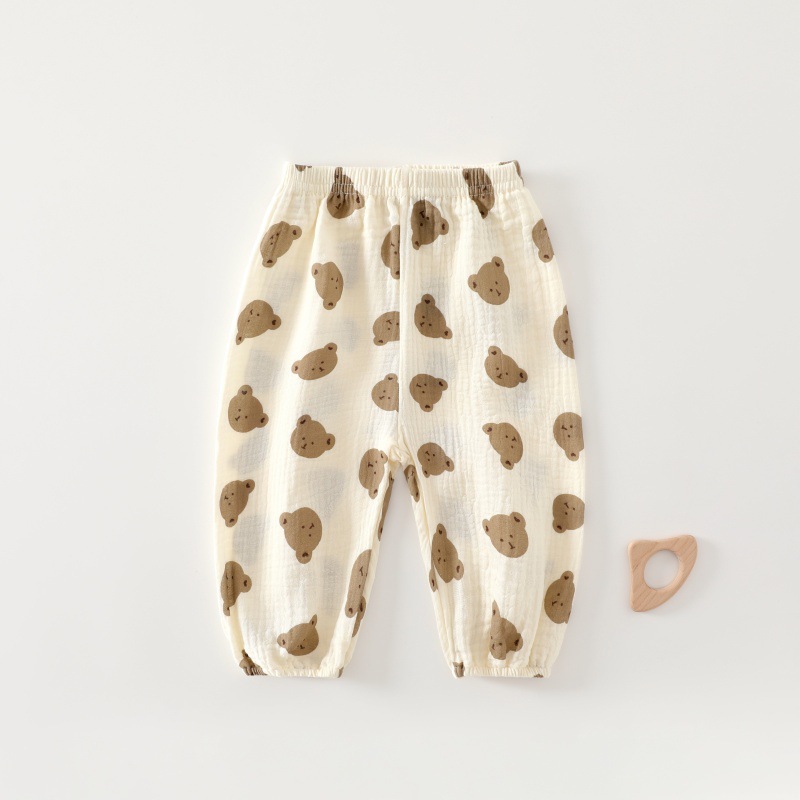 儿童纱布防蚊裤纯棉A类男女宝宝夏季薄款裤子1-7岁中小童夏装