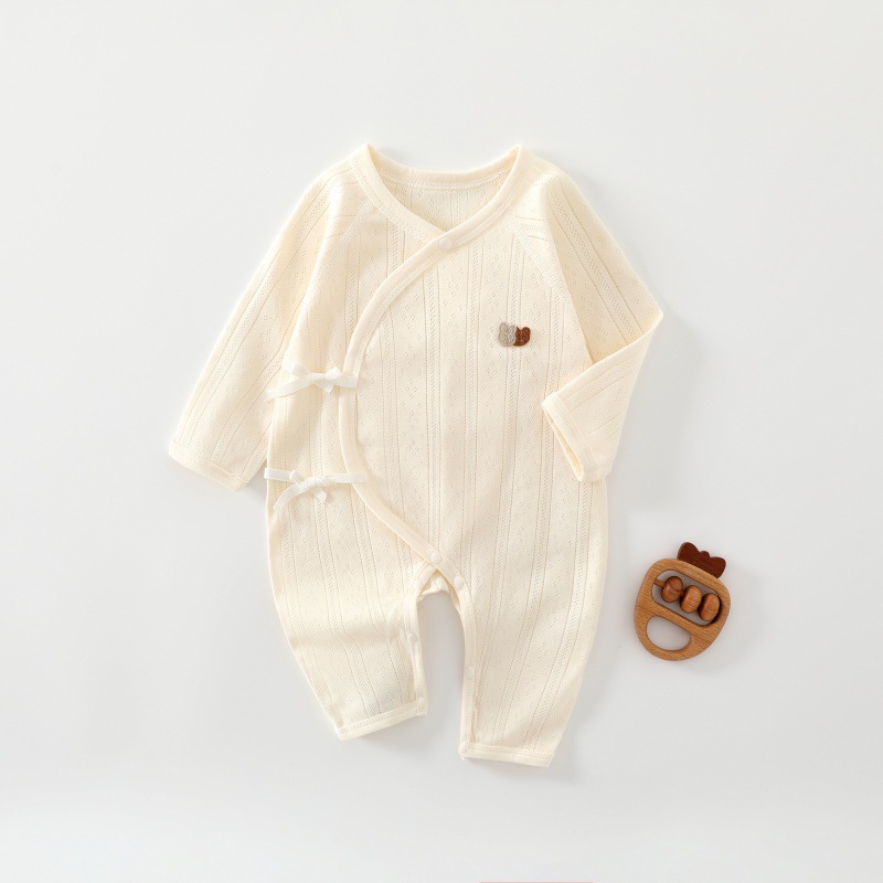 夏季薄款婴儿蝴蝶衣纯棉提花男女宝宝连体衣夏装新生儿内衣和尚服