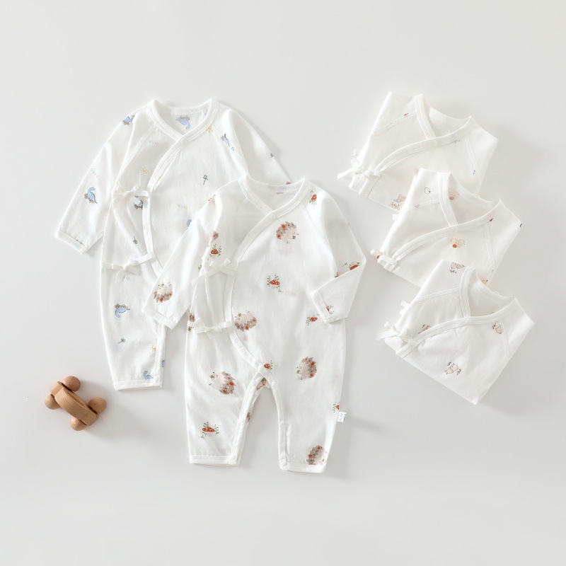 夏季100棉薄款新生儿连体衣刚出生婴儿蝴蝶衣纯棉A类男女宝宝爬服