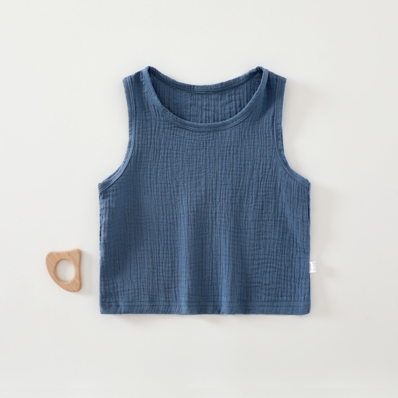 儿童背心夏季薄款纱布中小童上衣纯棉A类男女宝宝衣服