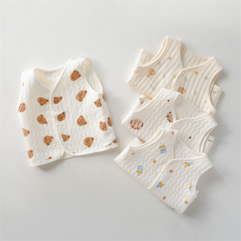 秋冬款三层保暖马甲加厚宝宝背心0-1岁婴儿保暖衣A类无骨小孩坎肩