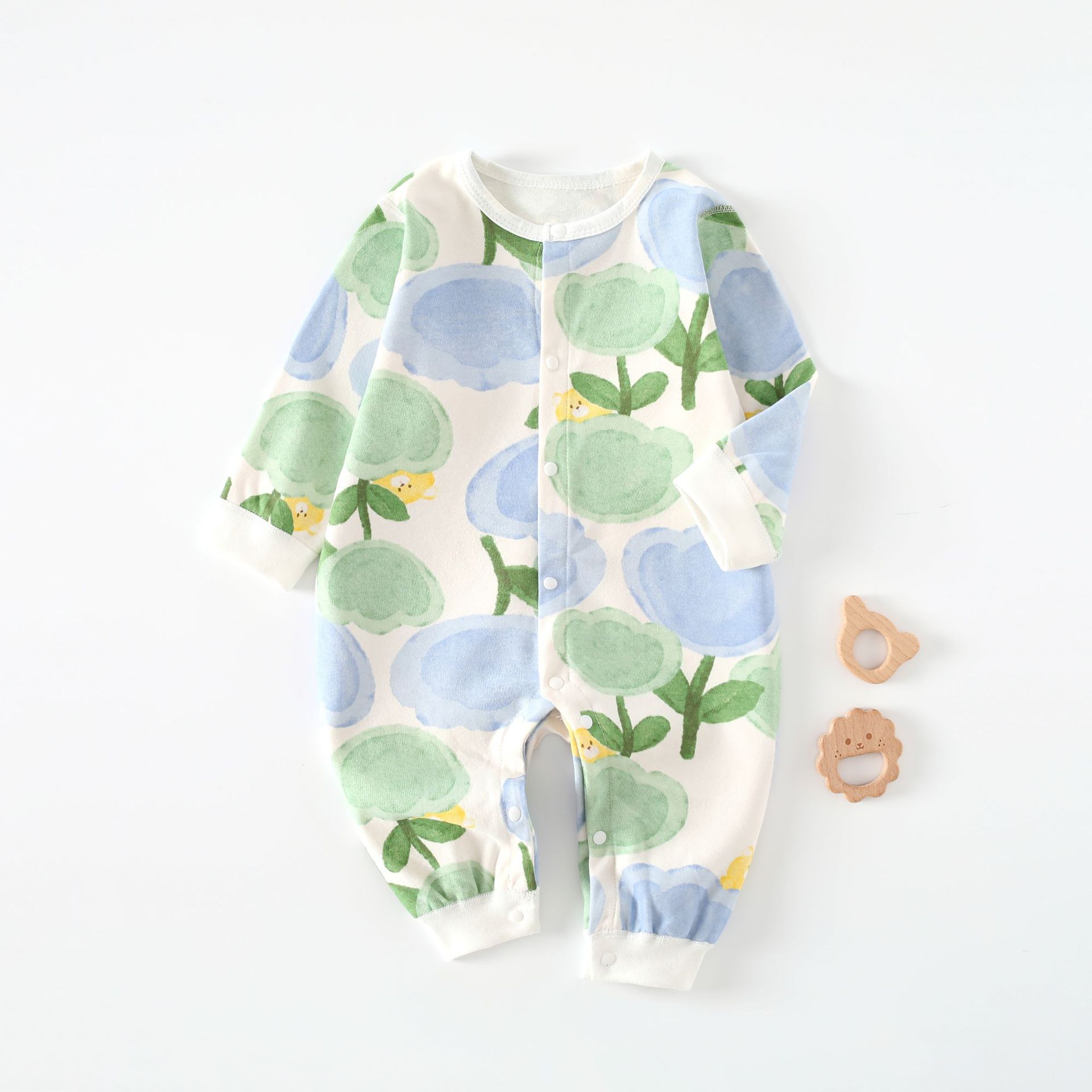 婴儿衣服春秋季纯棉打底连体衣新生儿内衣无骨睡衣男女宝宝哈衣