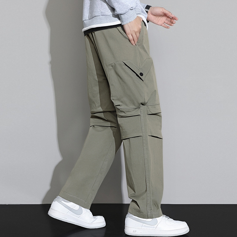 工装裤男生款美式复古高街垂感纯棉宽松微喇休闲直筒长裤子