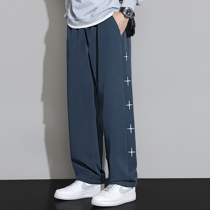 欧美高街裤子男夏季潮流百搭宽松直筒休闲裤复古潮牌拖地阔腿长裤