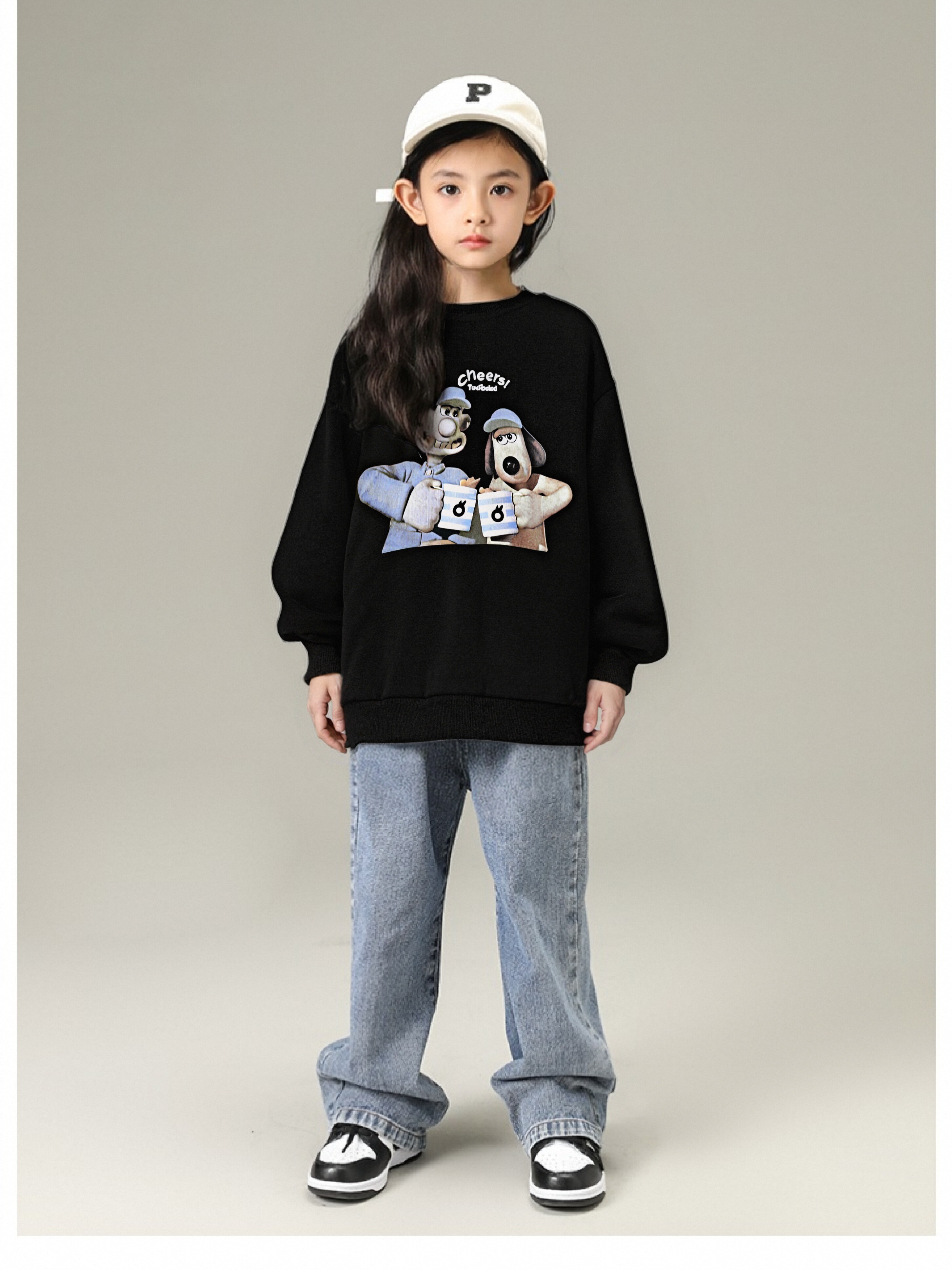 女童圆领卫衣2025新款初中生秋装上衣女孩秋季大童外套打底衫衣服