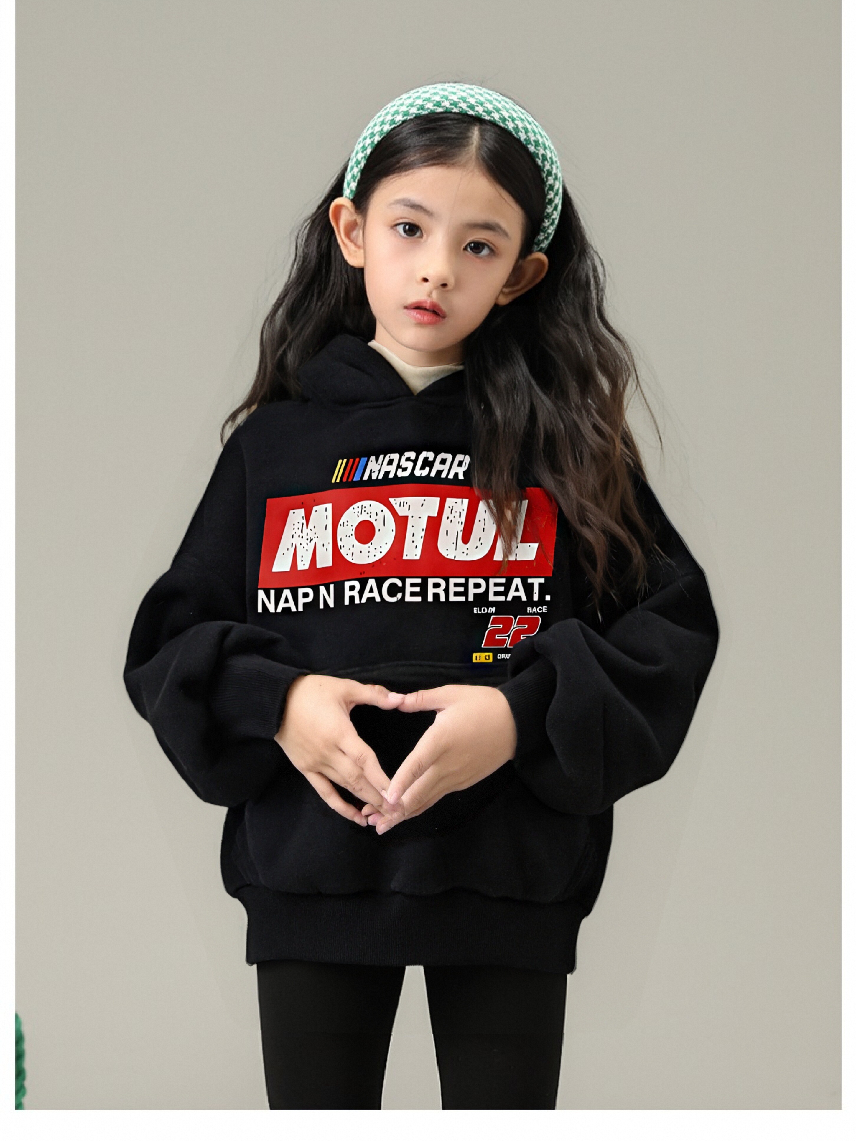 女童卫衣2025春秋新款中大童洋气连帽上衣女孩秋装宽松长袖打底衫