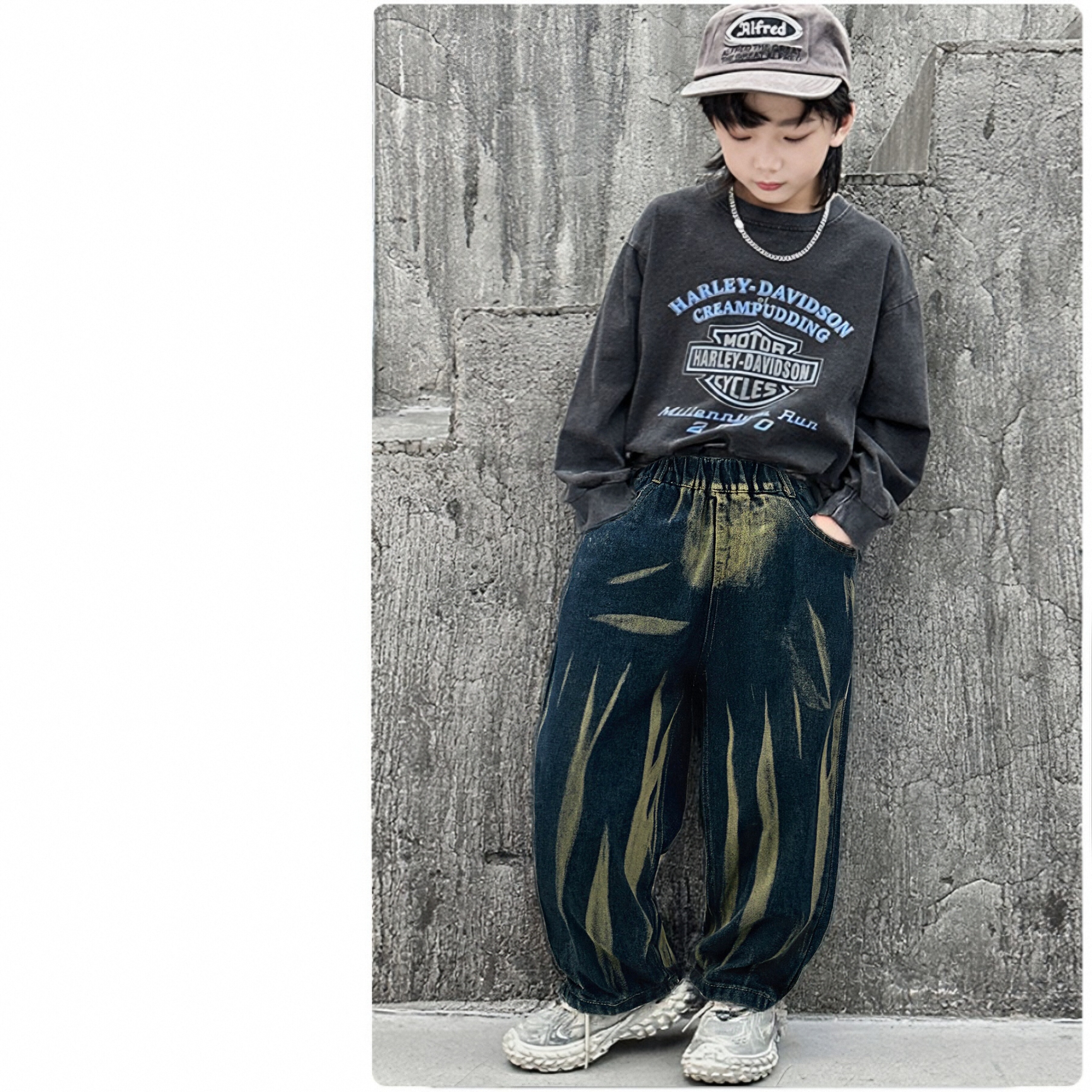 男童牛仔裤子春秋款2025新款中大儿童装秋季男孩炸街痞帅休闲长裤