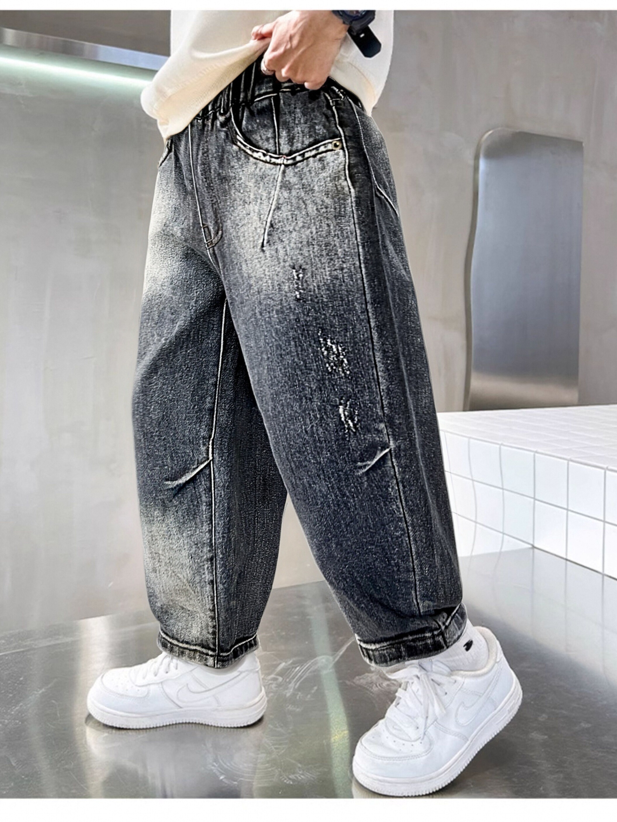 男童秋装裤子2025新款中小童秋季男孩春秋款儿童牛仔裤潮