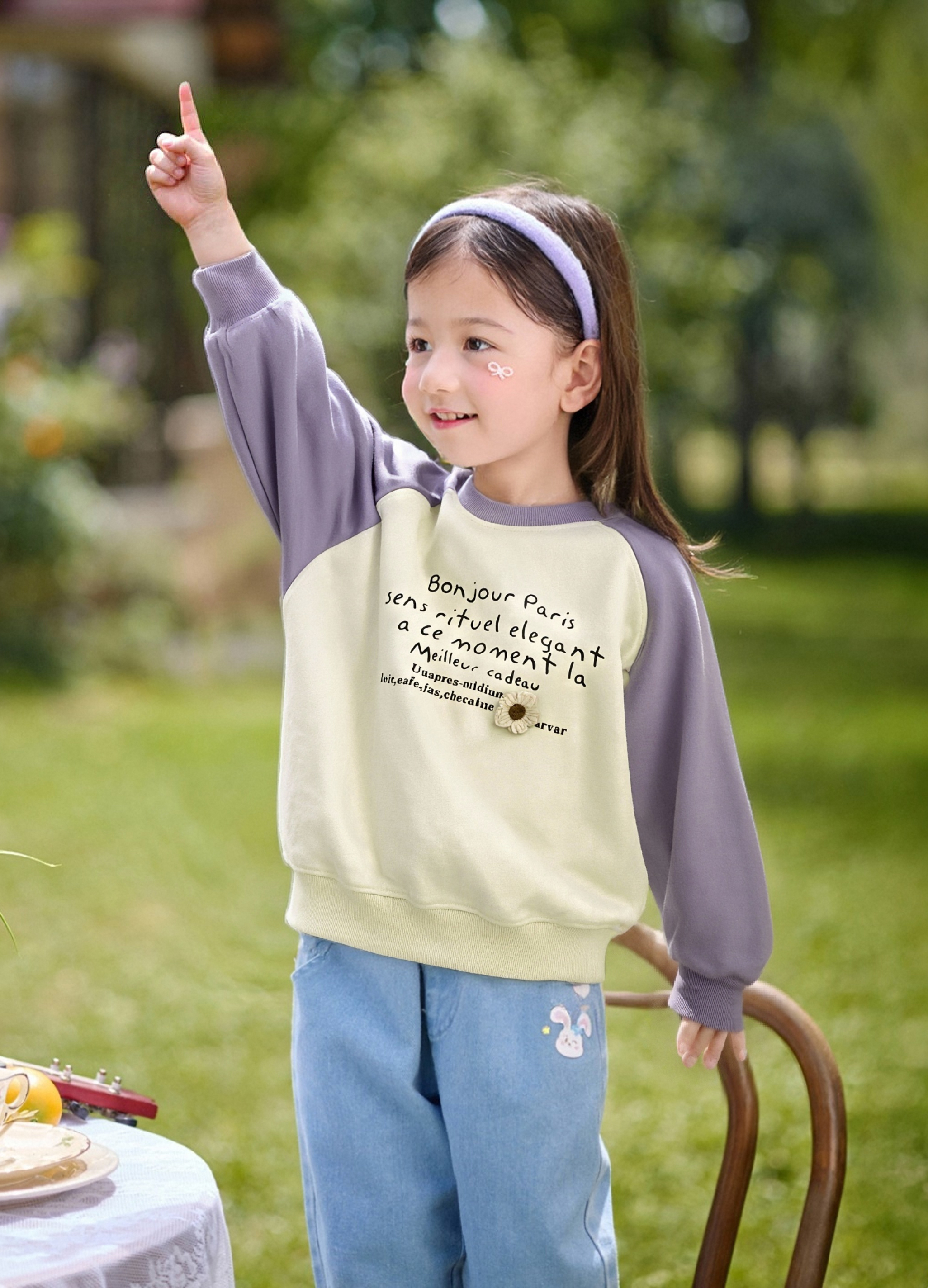 女童秋装卫衣2025新款秋季中大童儿童蕾丝拼接上衣女孩甜美打底衫