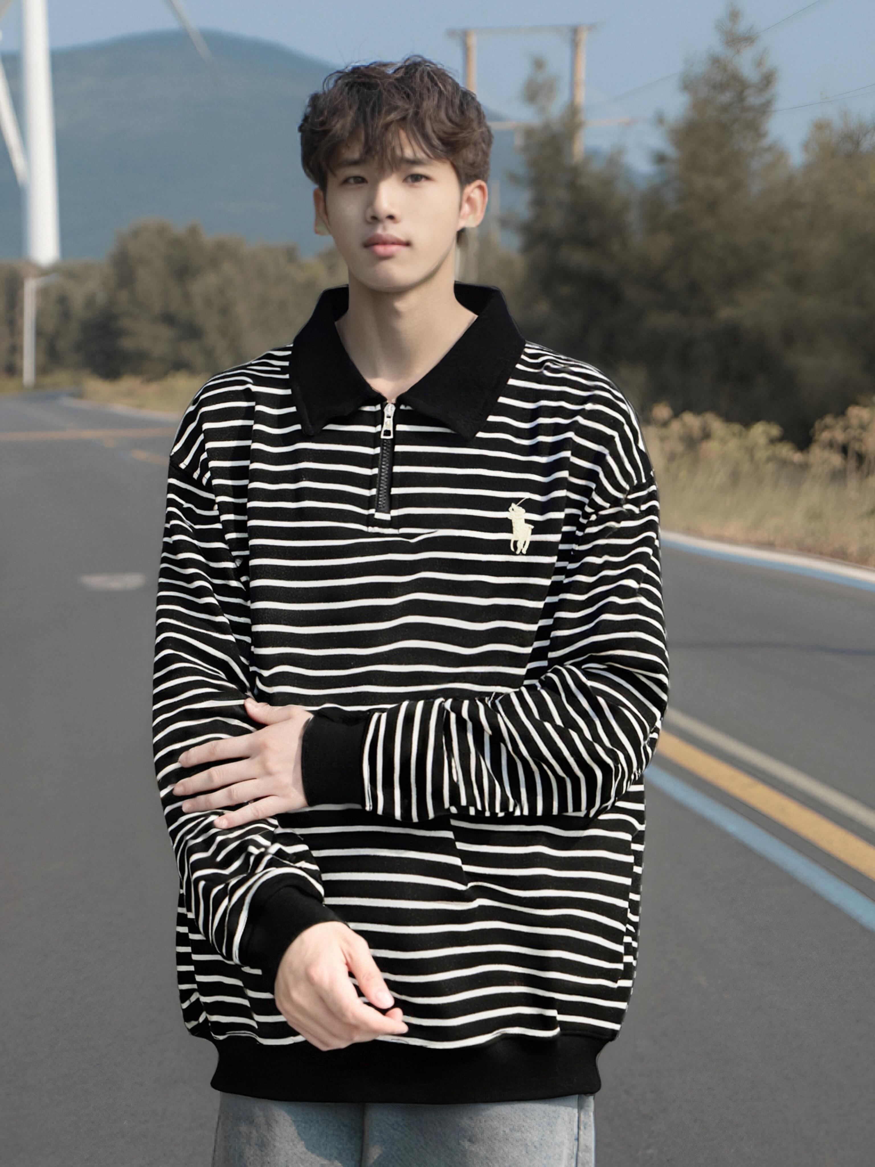 青少年春秋季圆领卫衣男孩高中初中学生长袖t恤帅气大童男装上衣