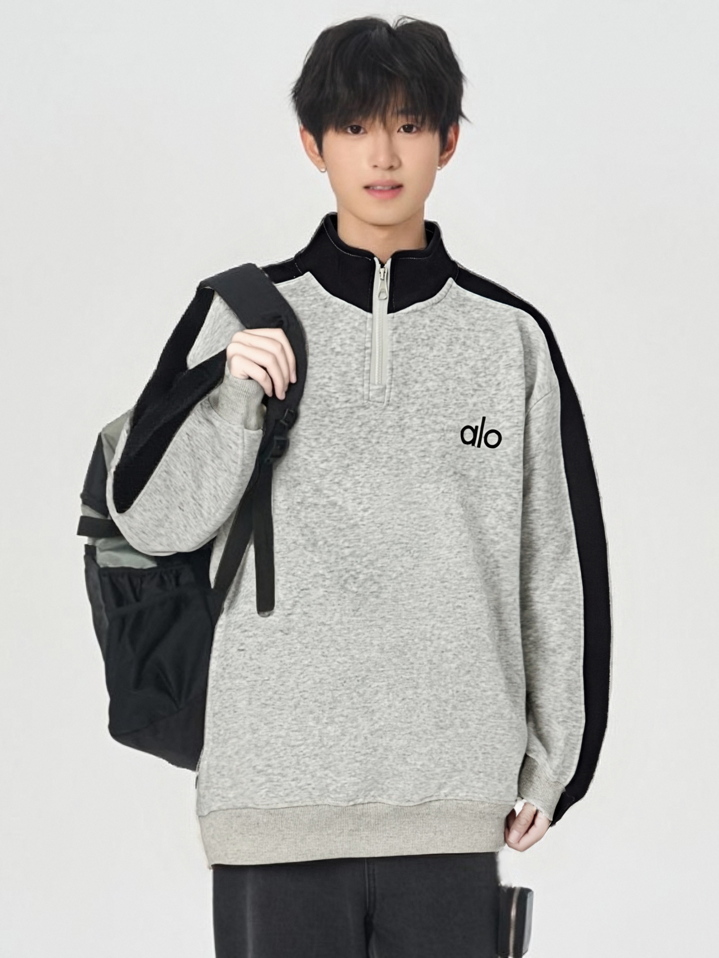 春秋款圆领卫衣男潮牌宽松痞帅上衣青少年高初中学生大童长袖t恤