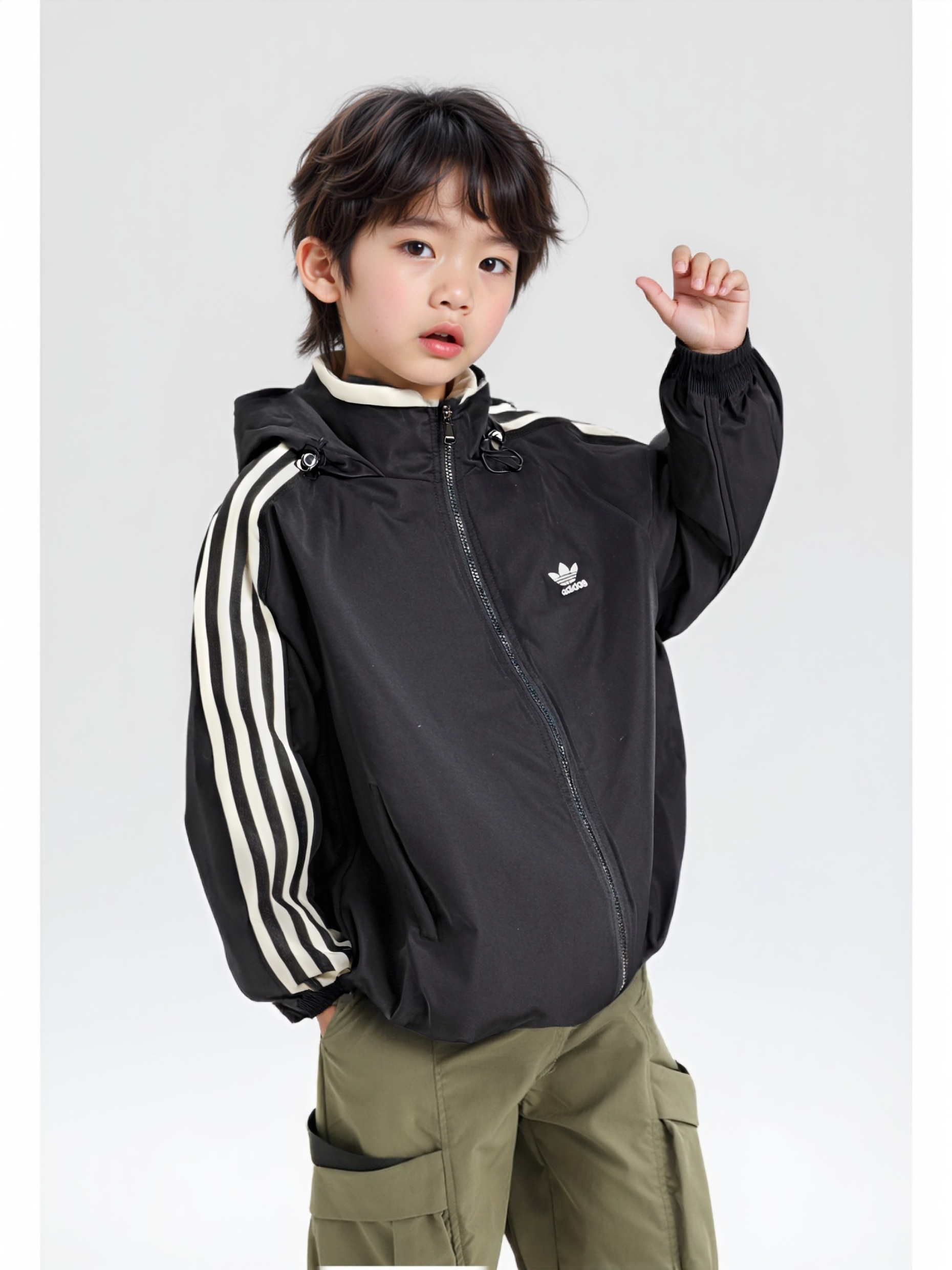 男大童春秋酷帅运动冲锋衣外套2025新款儿童男孩秋装炸街防风夹克