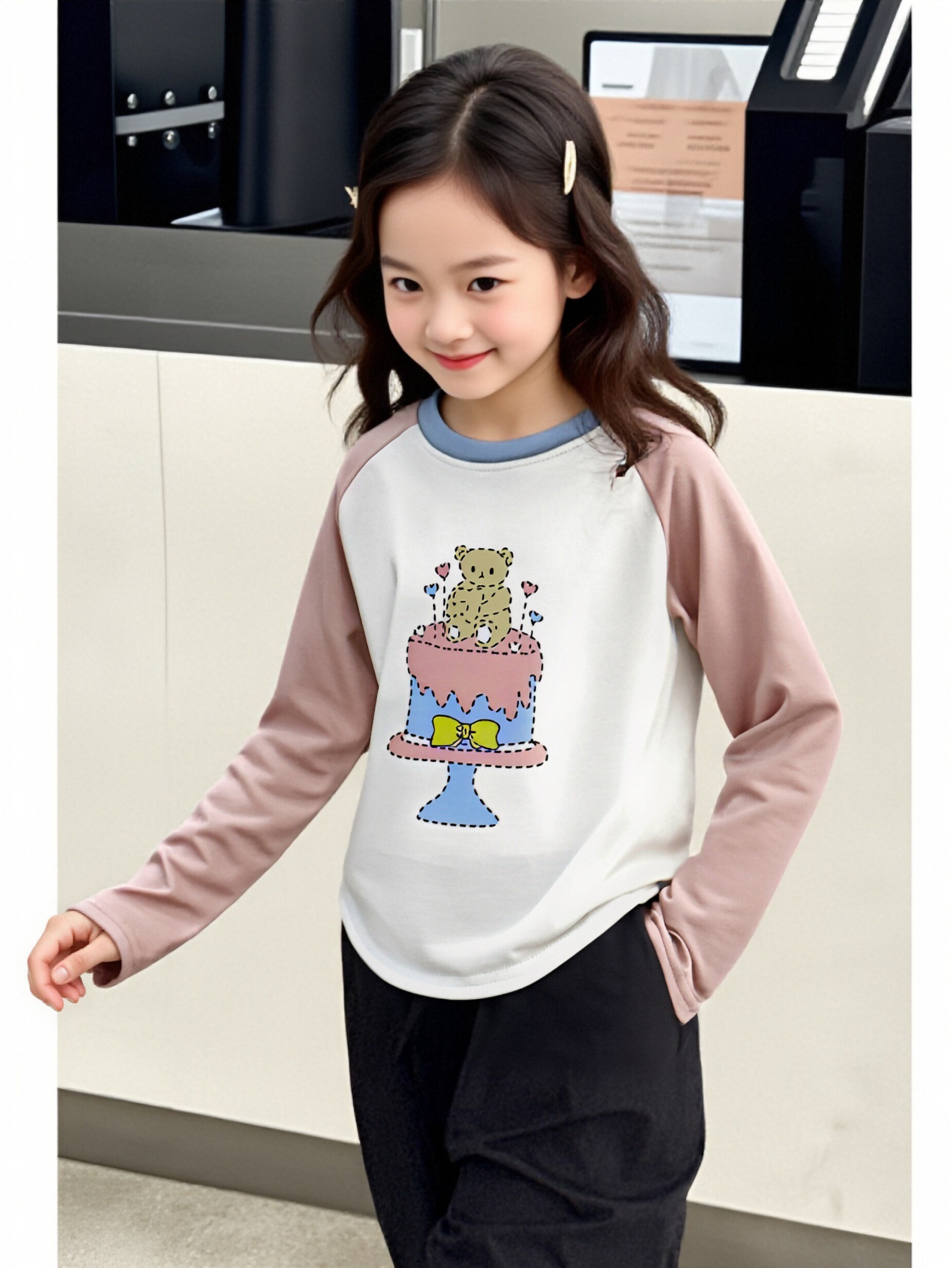 女童长袖t恤儿童新款超好看打底衫女大童女孩2025秋装上衣T内搭衣