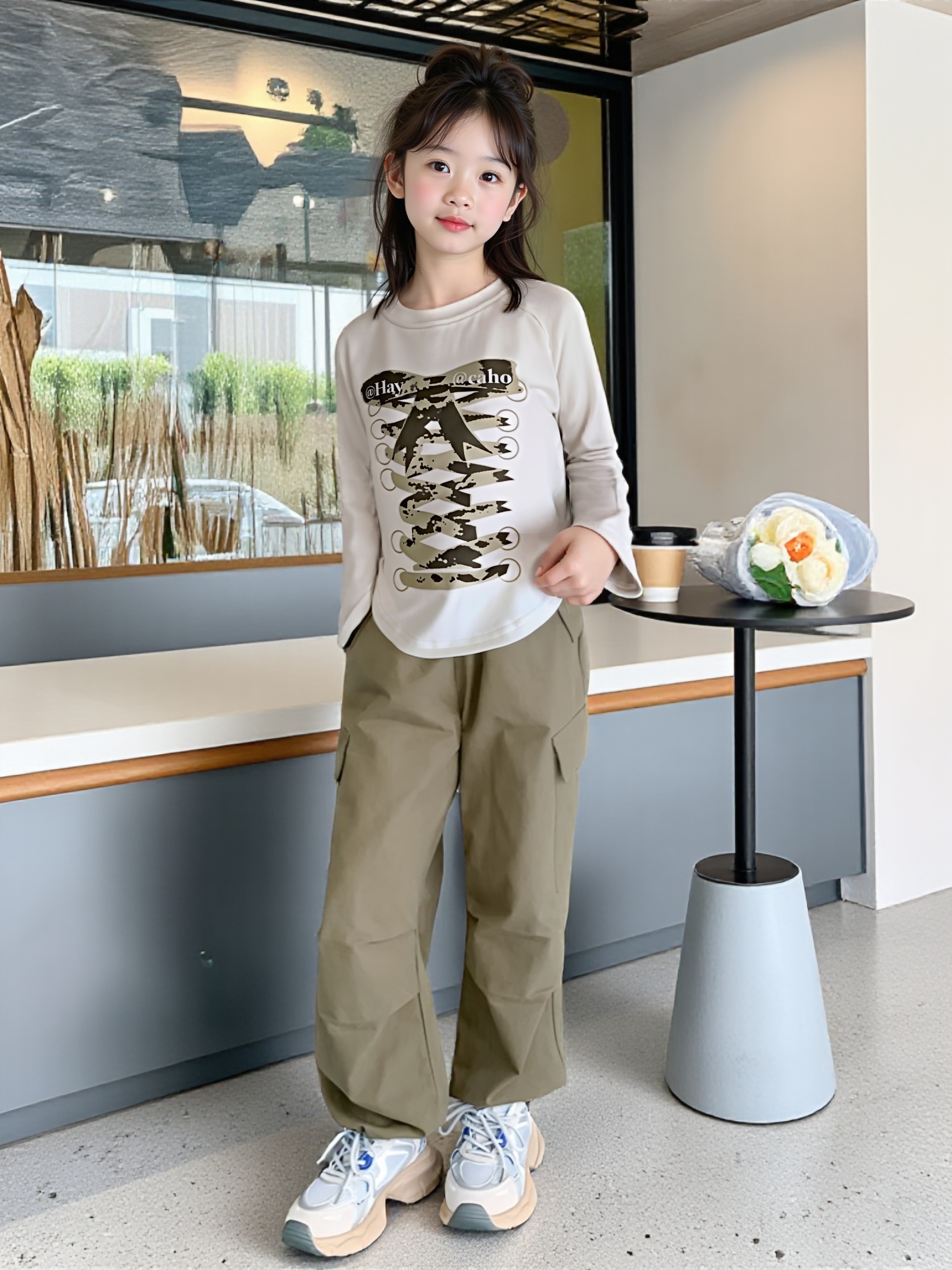 女童长袖t恤儿童韩系打底衫秋季2025新款内搭上衣大童女孩T恤秋装