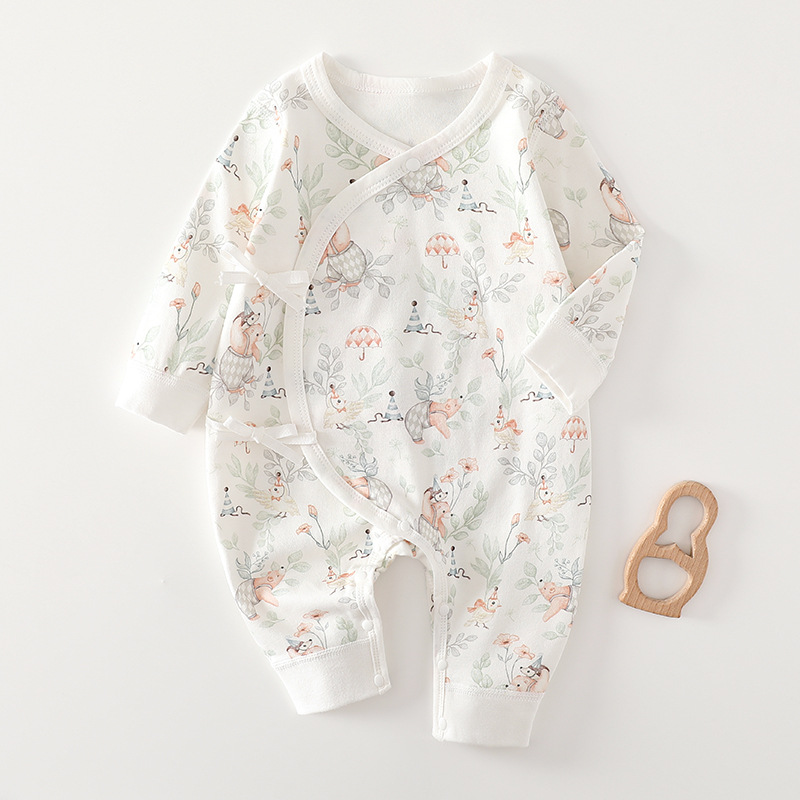 新生儿蝴蝶衣纯棉春秋四季无骨A类新生婴儿和尚服连体衣安阳童装