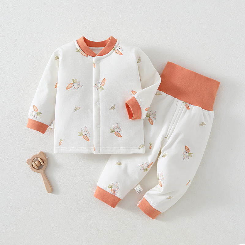 婴儿衣服儿童服装秋冬宝宝高腰护肚分体儿童套装40克棉安阳婴童装