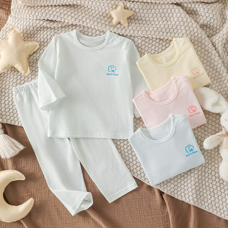 全棉无骨薄款婴儿宝宝分体a类衣服儿童家居服套装空调服儿童睡衣
