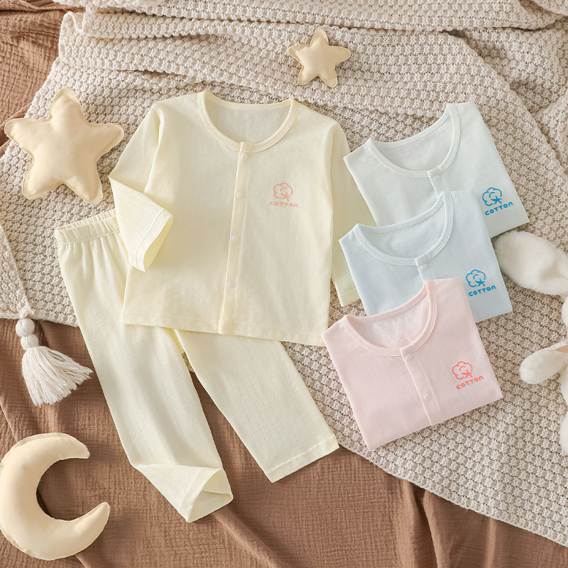 婴儿分体套装a类无骨内衣家居服套纯棉宝宝空调服睡衣安阳童装