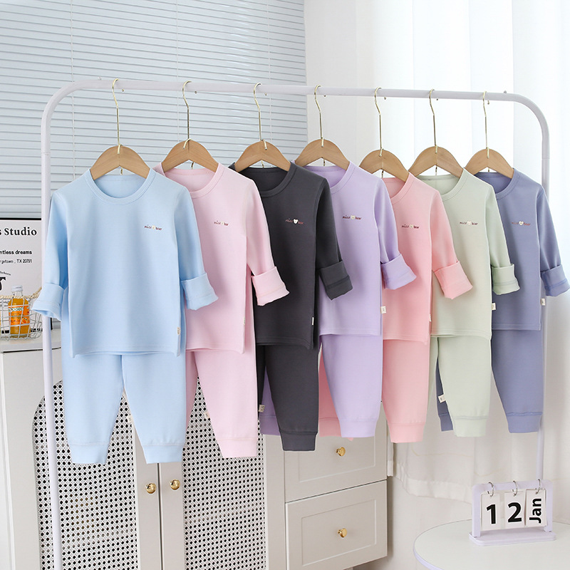 儿童秋衣莫菲棉内穿套装护肚外套春秋棉加厚棉打底a类休闲睡衣圆