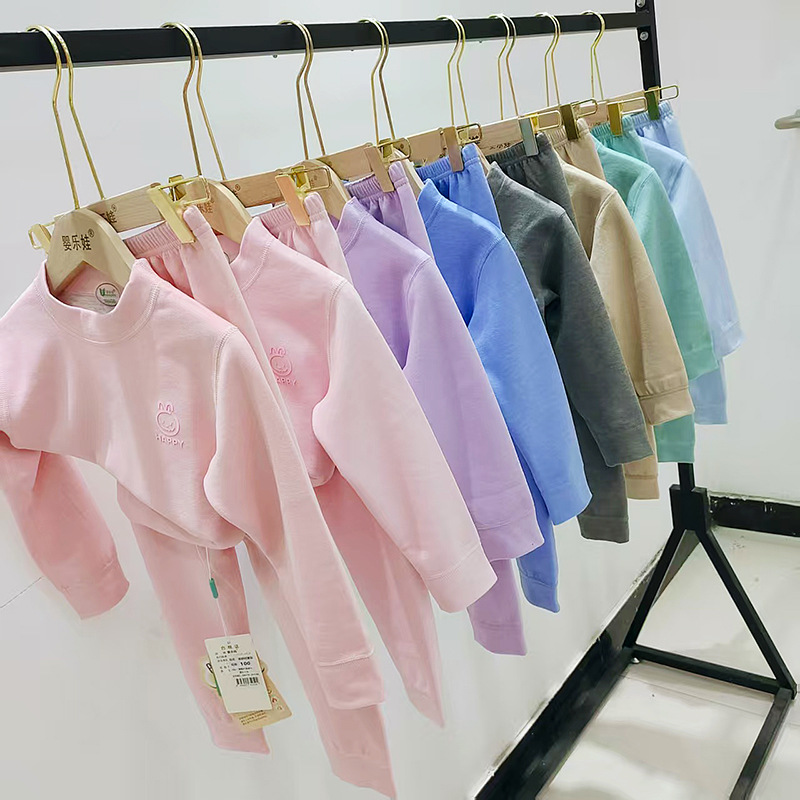 新款亲肤绒套装 小中童内衣套装 秋衣秋裤保暖收口家居服睡衣