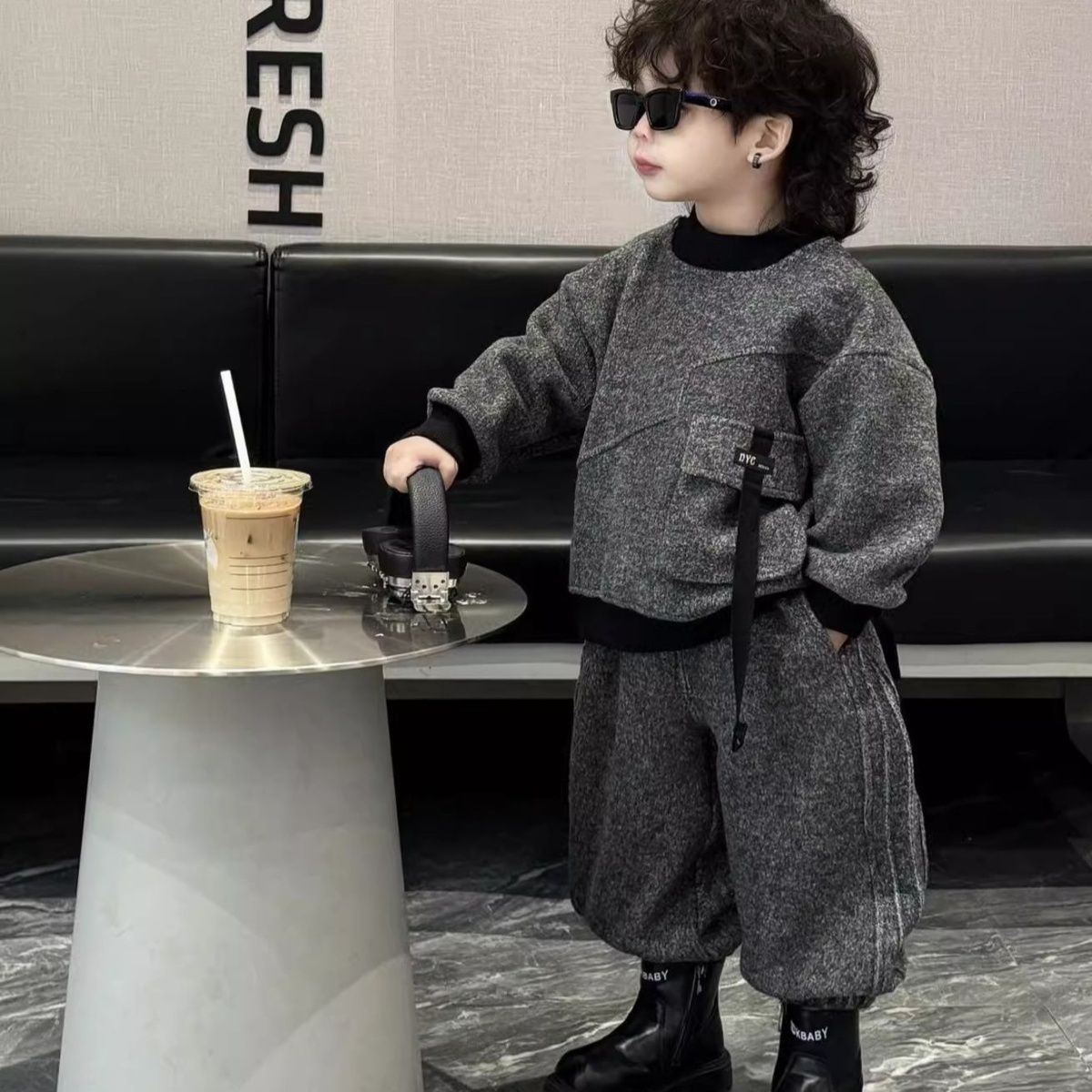 男童套装春秋季套装2025新款儿童春秋卫衣束脚裤子帅气男童两件套