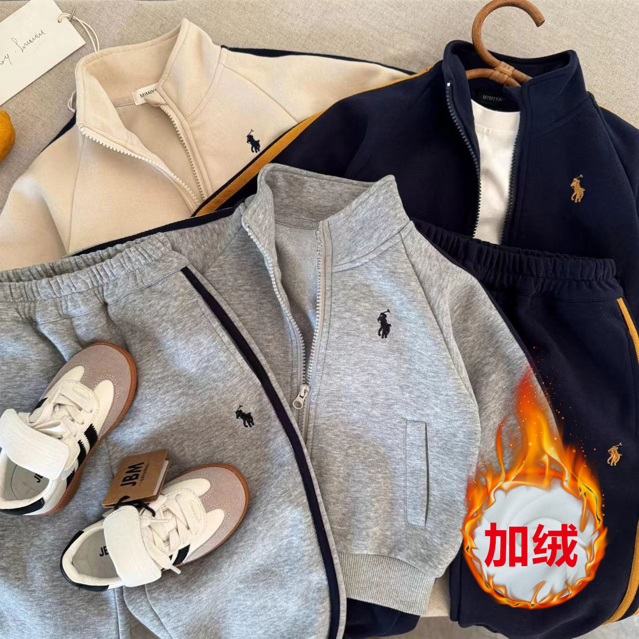 儿童加绒套装秋新款2025洋气秋卫衣韩版酷帅束脚裤童装儿童两件套