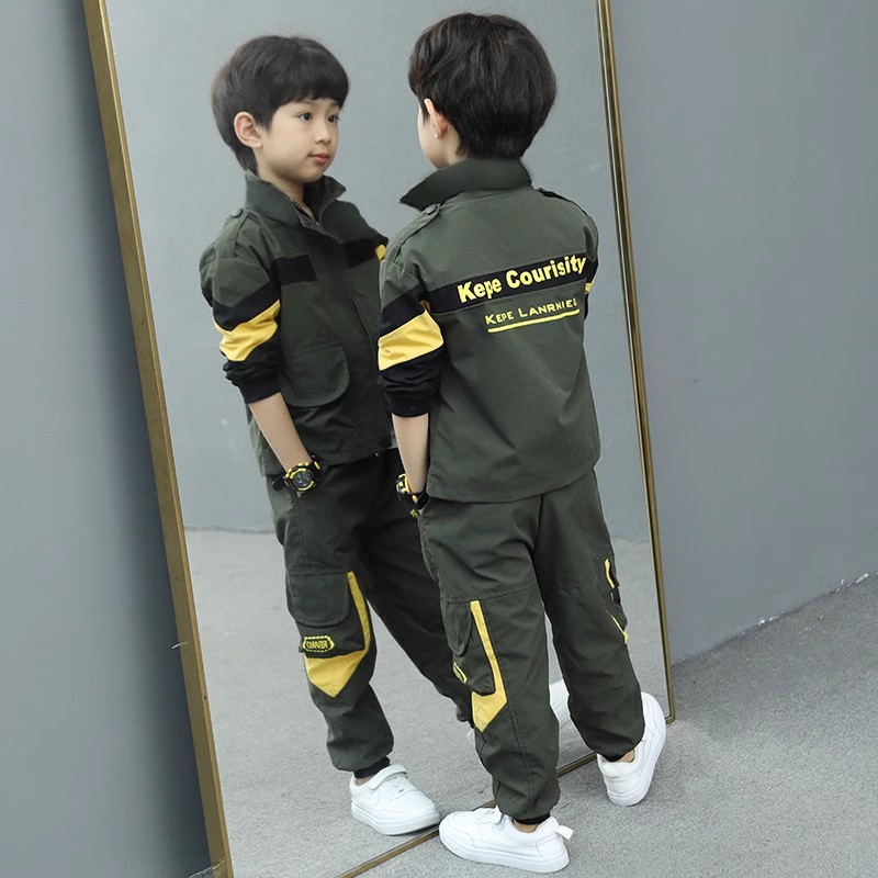 男童套装春秋款2025新款时髦运动儿童休闲两件套春装男孩韩系童装