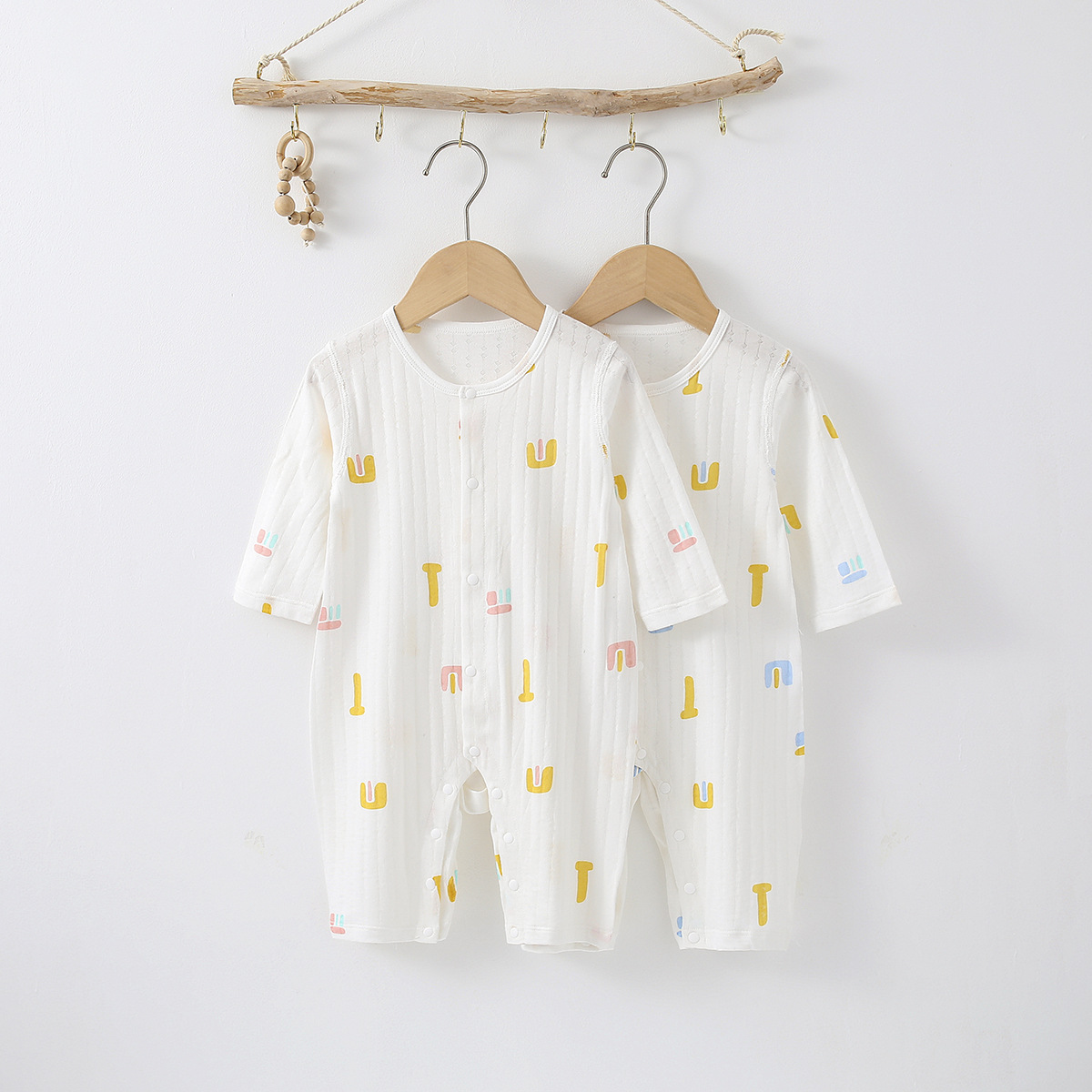 婴幼儿连体衣a类空调服哈衣男女宝宝春夏季薄款长袖居家服爬爬服