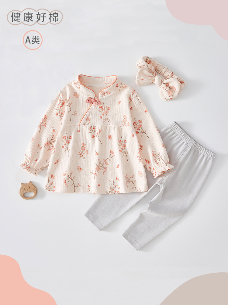宝宝分体套装纯棉婴幼儿女宝宝衣服婴儿24春季新中式洋气两件套