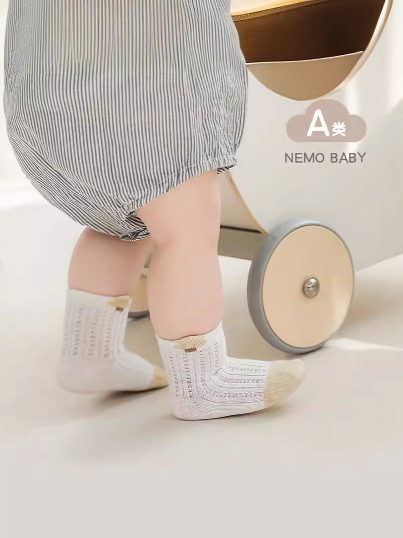 婴儿袜子夏季薄款棉新生儿夏天男女宝宝袜子透气网眼卡通短袜夏