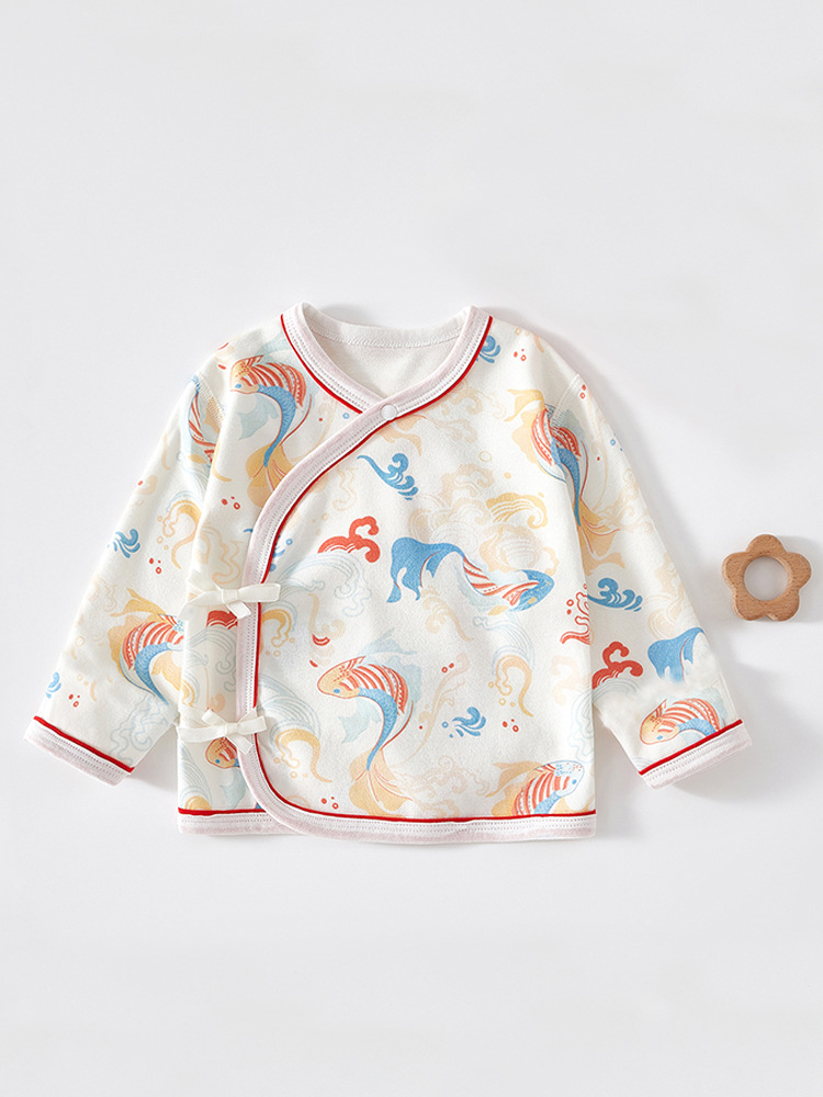 半背衣初生婴儿春秋季新生儿衣服纯棉无骨上衣宝宝和尚服