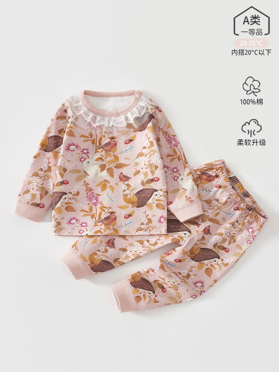 宝宝内衣套装婴幼儿衣服春秋家居服睡衣纯棉秋衣秋裤分体女童套装
