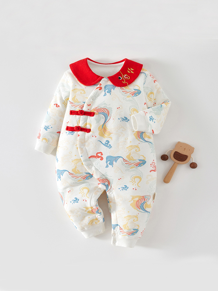 婴儿夹棉连体衣婴儿秋冬保暖40克衣服男女宝宝新生婴幼儿哈衣爬服